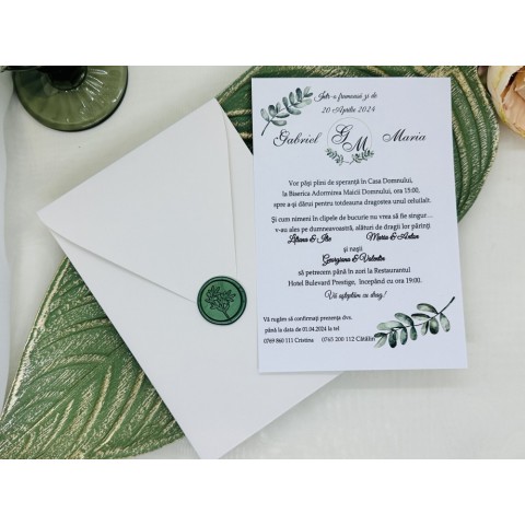 Invitatie de nunta floral verde cod 11530
